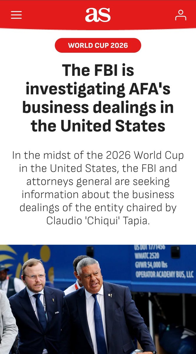 MohamedNasr1811's tweet photo. الـ FBI فتح تحقيق في شبهات مالية تخص الاتحاد الأرجنتيني، وكلنا شوفنا ترامب وهو بيقول إنه كلم رئيس الفيفا عشان يلغي الكارت الأحمر لبالوجون و يلعب ضد بلجيكا.

ده غير فضايح تاريخية زي مونديال 78 و 94 اللي كان فيهم تدخل واضح لأسباب سياسية واقتصادية.. وبلاتر رئيس الفيفا السابق طار بعد ما اتكشف بسبب فضيحة "فيفا جيت" ووجود فساد مالي وصل ربع مليار دولار.

كل دي حاجات عادية، إنما نقول إن فيه توجه لصالح الأرجنتين عشان تكمل في المونديال خاصة بعد خروج البرتغال والبرازيل لأن ده هيأثر على البطولة تسويقيًا؟ ميصحش طبعا ده الفيفا أشرف من الشرف.