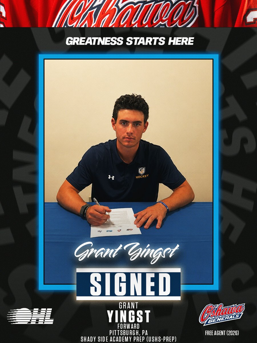 OHLHockey's tweet photo. A proven scorer is heading to #GensNation 🎯
The @Oshawa_Generals have signed free agent Grant Yingst after he erupted for 114 points in 64 games last season.
🗞️: https://t.co/GgLvD35uzf https://t.co/JUcQlxbH10