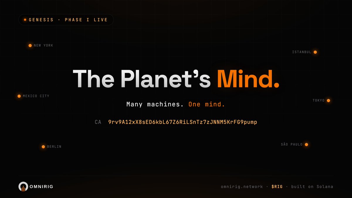 omnirignetwork's tweet photo. Intelligence was centralized.
So we broke it open.

OmniRig: one planetary-scale mind, built from the world's idle machines.

Many machines. One mind.

$RIG
9rv9A12xX8sED6kbL67Z6RiLSnTz7zJNNM5KrFG9pump https://t.co/fVy60ZbwRd