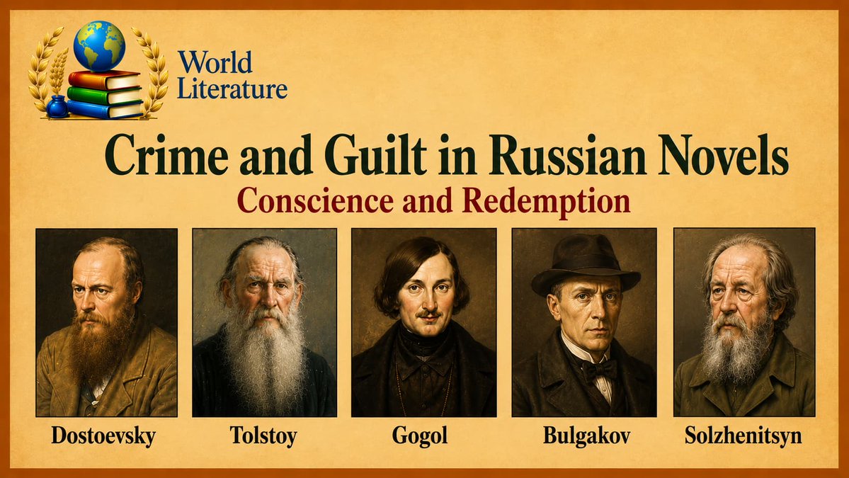 kobiamu's tweet photo. Russian novels turn guilt into philosophy.
Crime is not only about punishment. It becomes a battle between conscience and redemption.
Can suffering lead to moral rebirth?
Read here:
 https://t.co/UYXMO9X23n
#RussianLiterature #WorldLit #LiteraryTheory https://t.co/jszitAhZrg