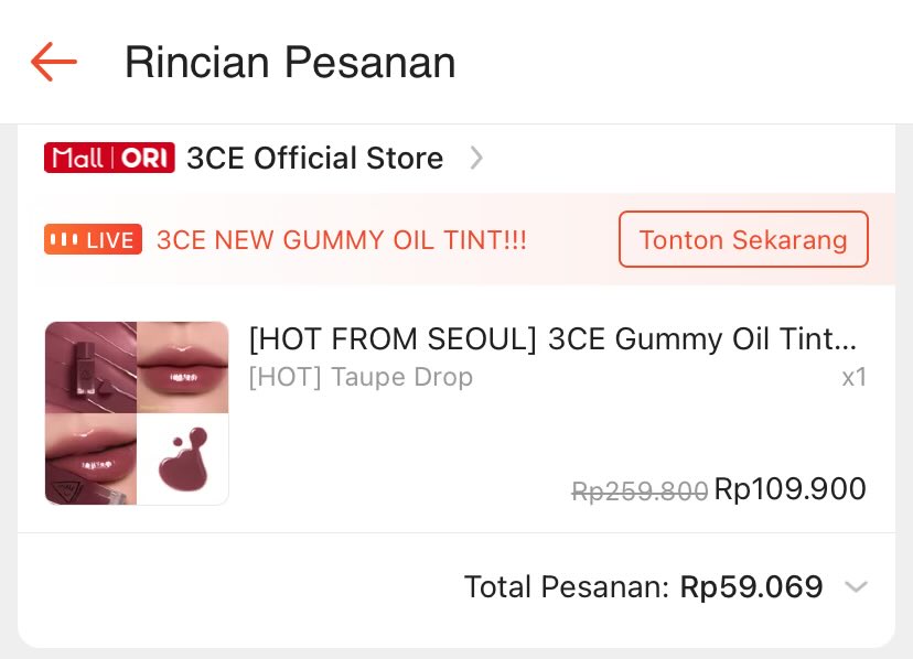 copibala's tweet photo. dpt gummy oil tint 3ce harga seginiii happy bgttt🥳🤭 https://t.co/14ZIhz4lvF