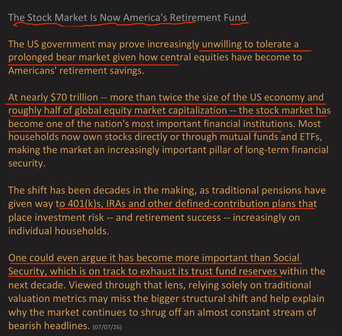 parrmenidies's tweet photo. (Bloomberg ) -- The Federal Reserve could break decades of precedent and buy equity ETFs during the next major bear market.

Is the US Stock Market Too Big to Fail?

At nearly $70 trillion -- more than twice the size of the US economy and roughly half of global equity market capitalization -- the stock market has become one of the nation's most important financial institutions