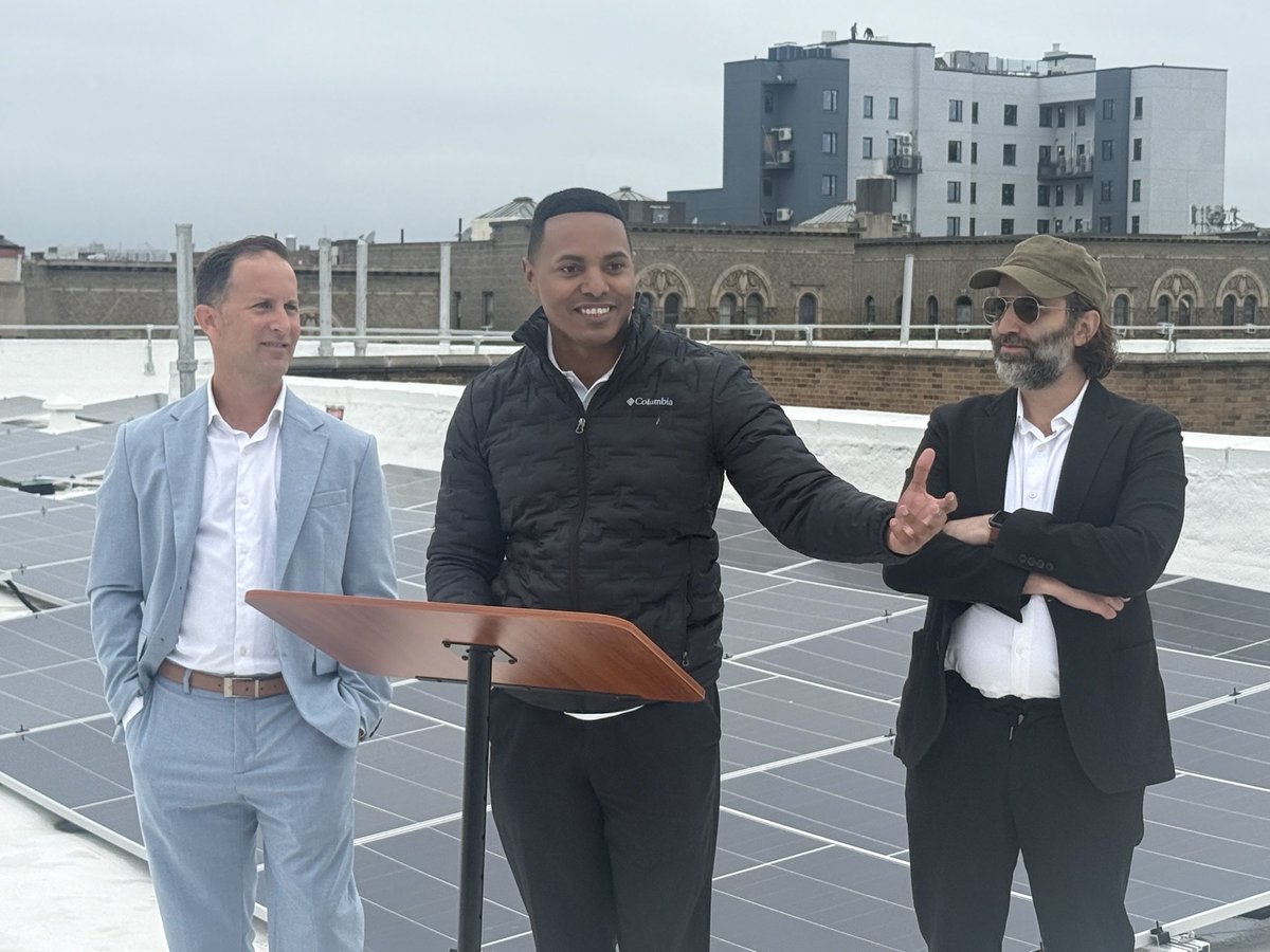 RitchieTorres's tweet photo. I had the honor of celebrating the installation of community solar panels across a portfolio of more than 70 properties in the Bronx.

These installations will reduce the electricity supply charges on ConEd bills by 20% for low-income families while cutting greenhouse gas emissions.

Lower energy costs. Cleaner air. A greener Bronx.