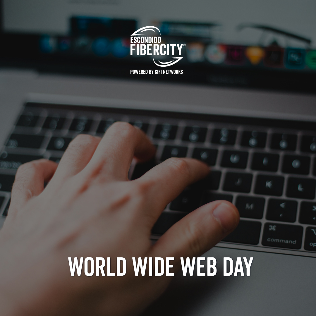 EscondidoCAFC's tweet photo. Happy #WorldWideWebDay! From work to streaming to endless scrolling, the web keeps us connected and Escondido FiberCity® helps keep it fast, smooth, and reliable. Learn more: https://t.co/fDjYQ5ljuC #FiberInternet #Connectivity #StayConnected https://t.co/MzyGkAr5L9