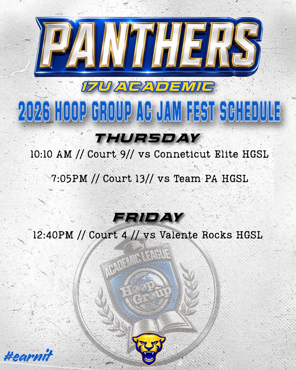 ThePanthersBC's tweet photo. Our 17U Academic squad and schedule for @TheHoopGroup Atlantic City Jam Fest. #earnit https://t.co/aIsN8KlPMj