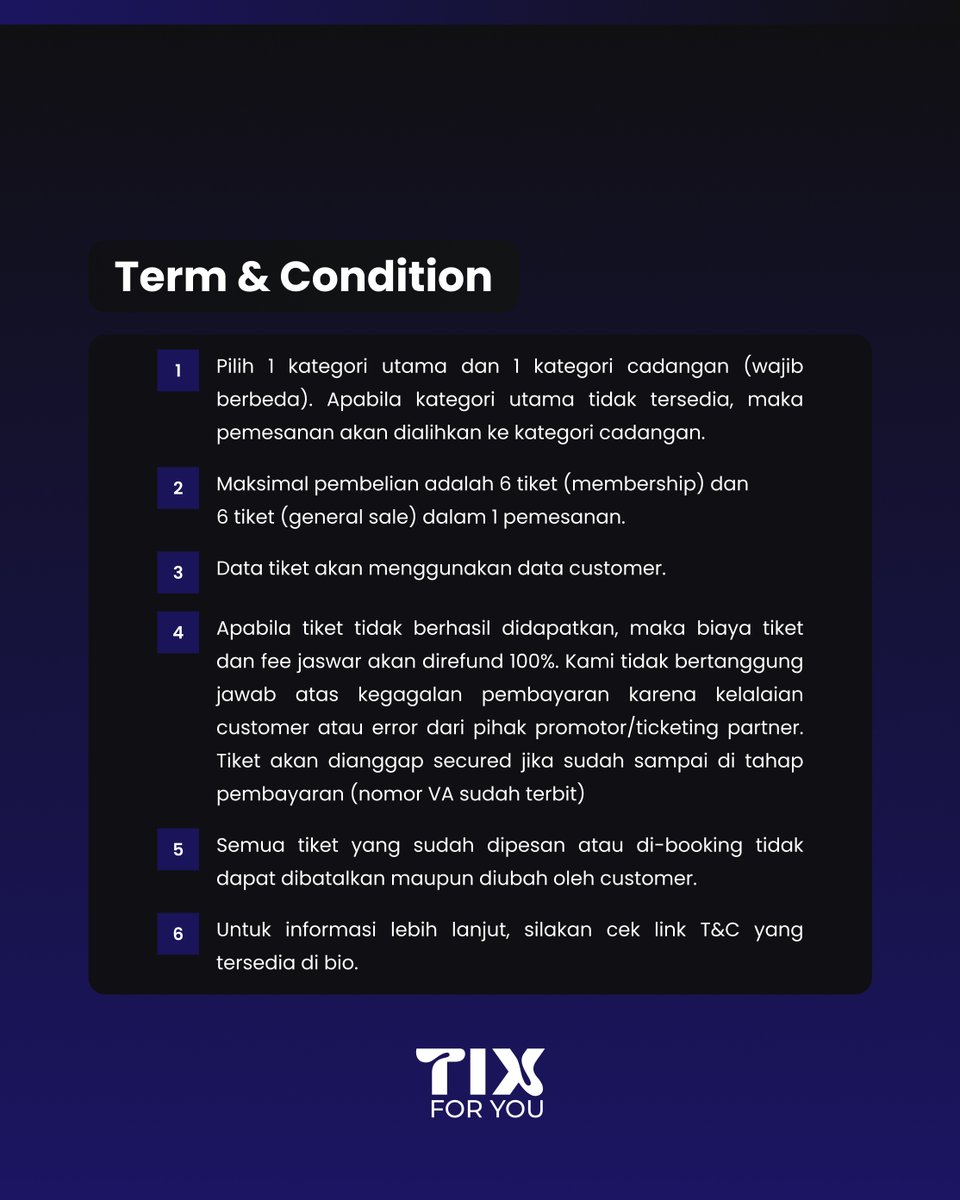 tixforyouID's tweet photo. ENHYPEN WORLD TOUR ‘BLOOD SAGA’ IN JAKARTA

📅 23 Jan 2026 | 📍 JIS

🎟️ ENGENE Presale: 11 Jul, 3 PM-11:59 PM
🎟️ General Sale: 13 Jul, 3 PM
(Jakarta time)

Secure your slot! https://t.co/OYe2llM6ql