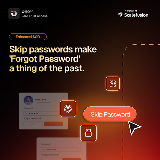 scalefusion's tweet photo. Still resetting passwords in 2026?

Skip passwords with Scalefusion OneIdP's Enhanced SSO and give users secure, seamless access to enterprise apps and resources without traditional logins.

Learn more: https://t.co/W3L8hjxIXi

#OneIdP #Passwordless #Scalefusion https://t.co/VdNsOGpOi4