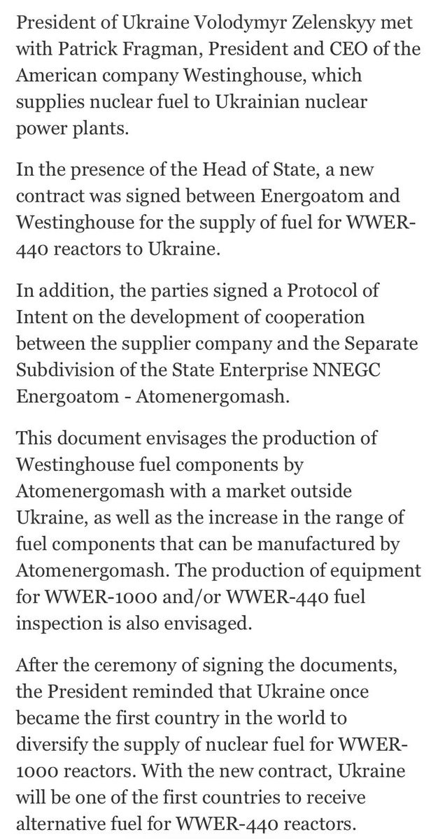 CocoMccool's tweet photo. @dsimieritsch Ukraine and Westinghouse signed a strategic agreement to replace Russian nuclear fuel, expand domestic fuel manufacturing, and strengthen Ukraine’s energy independence. The partnership also laid the foundation for future U.S.-backed nuclear reactor projects. https://t.co/V5mqCXuKo5