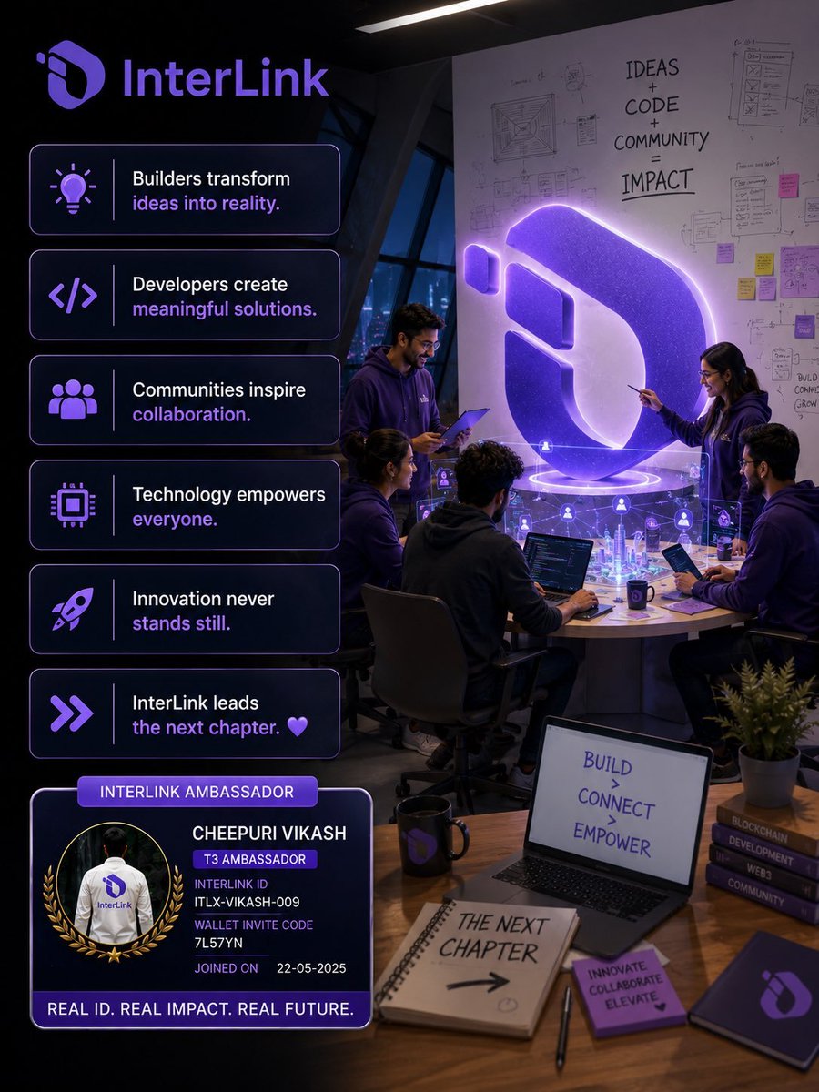 zanlin10's tweet photo. Builders transform ideas into reality.
Developers create meaningful solutions.
Communities inspire collaboration.
Technology empowers everyone.
Innovation never stands still.
InterLink leads the next chapter. 💜 #interlink #itlg #itl #itlx https://t.co/SmyooDzgp9