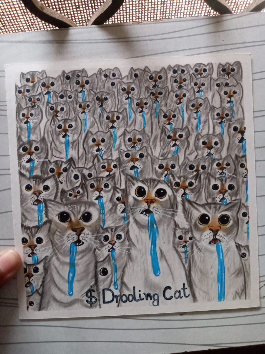 asianbro33's tweet photo. My hand drawing for contest 
Use it on TikTok instagram and shill everywhere $drooling @droolingcatsol thanks for chance to create something for community ❤️‍🔥 https://t.co/mfwx9qNreG
