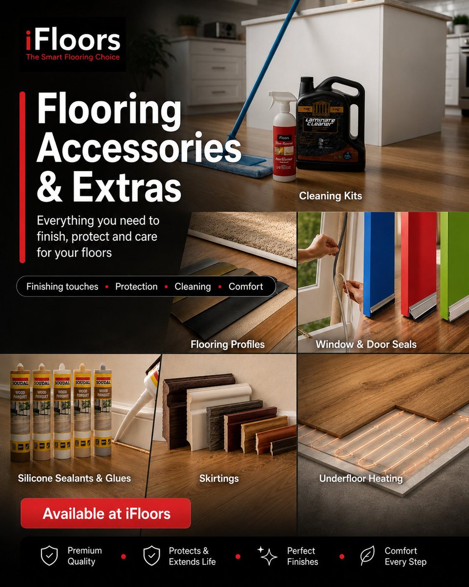 oldmanoneil's tweet photo. More than just floors. 🏡✨iFloors stocks the extras you need to finish, protect and care for your floors — skirtings, profiles, sealants, cleaning kits, seals and underfloor heating. Available at iFloors@Hillfox Value Centre, Weltevreden Park #iFloors #FlooringAccessories https://t.co/vPqE8ybZtO