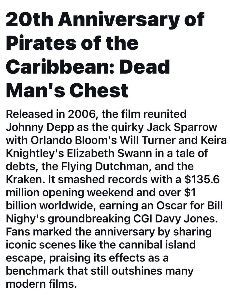GatsbyV82246's tweet photo. #PiratesOfTheCaribbean
#DeadMansChest
#20thAnniversary
#TopGrokStory https://t.co/R2JXauJpy8