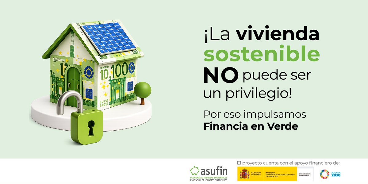 asufin_'s tweet photo. 🏡La #ViviendaSostenible no puede ser un privilegio.

✅Con #FinanciaEnVerde buscamos mejorar el acceso a la #FinanciaciónSostenible en España y facilitar la compra o rehabilitación de viviendas más eficientes energéticamente.

📃Conoce más sobre el proyecto 👇 https://t.co/cfLNHbvRP2