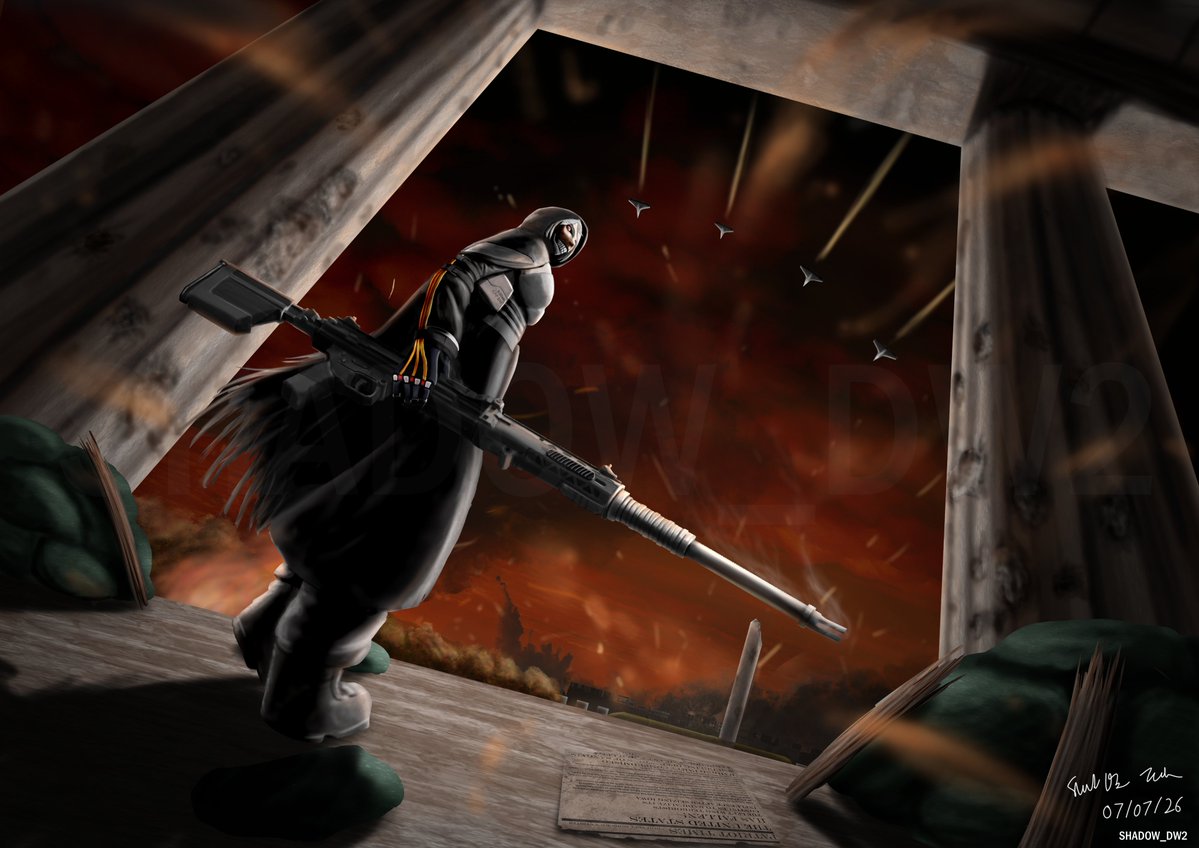 Shadow_DW2's tweet photo. "Witness the fall of the free."
"A doll gone rouge, enraged from her extensive use as a tool to eliminate foes didn't align with her old creator's ideals. She swore to serve to none until she yields to the one."
#Messora #GirlsFrontline2Exilium #gfl2exilium #OC https://t.co/g8CLUY6R0F