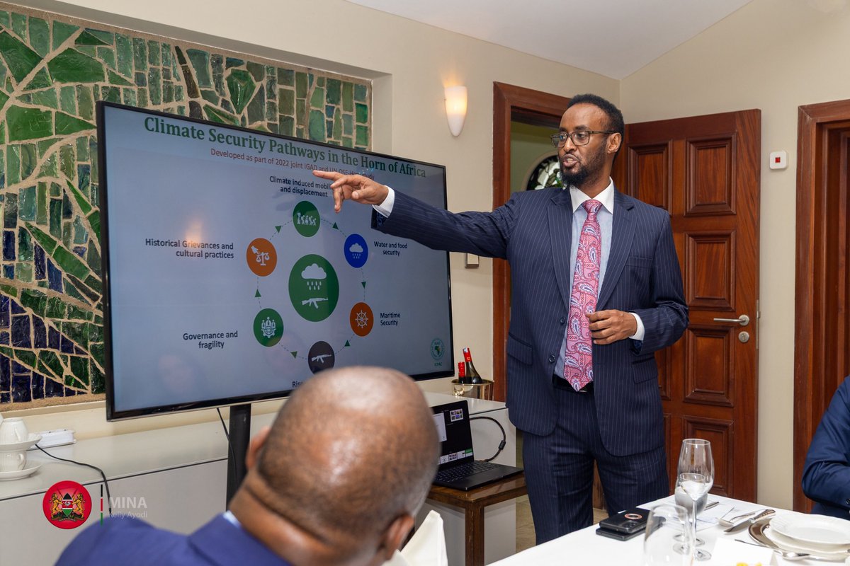 ray_omollo's tweet photo. At the invitation of the Intergovernmental Authority on Development (IGAD), through the Office of the Special Envoy of the Secretary-General for the Horn of Africa and hosted by German Ambassador to Kenya, Sebastian Groth, we attended the Climate, Peace and Security Luncheon at the German Embassy Residence.

During the discussions, I highlighted Kenya's Chiefs' Climate Action Day Initiative as a grassroots model that combines climate action, early warning, conflict prevention and ecological restoration, with more than 3,400 Chiefs supporting real-time environmental risk reporting and mobilising communities to participate in conservation efforts.

The initiative also contributes to the Presidential campaign to grow 15 billion trees by 2032, a flagship intervention aimed at restoring degraded landscapes, reducing vulnerability to climate change and increasing the country's tree cover.