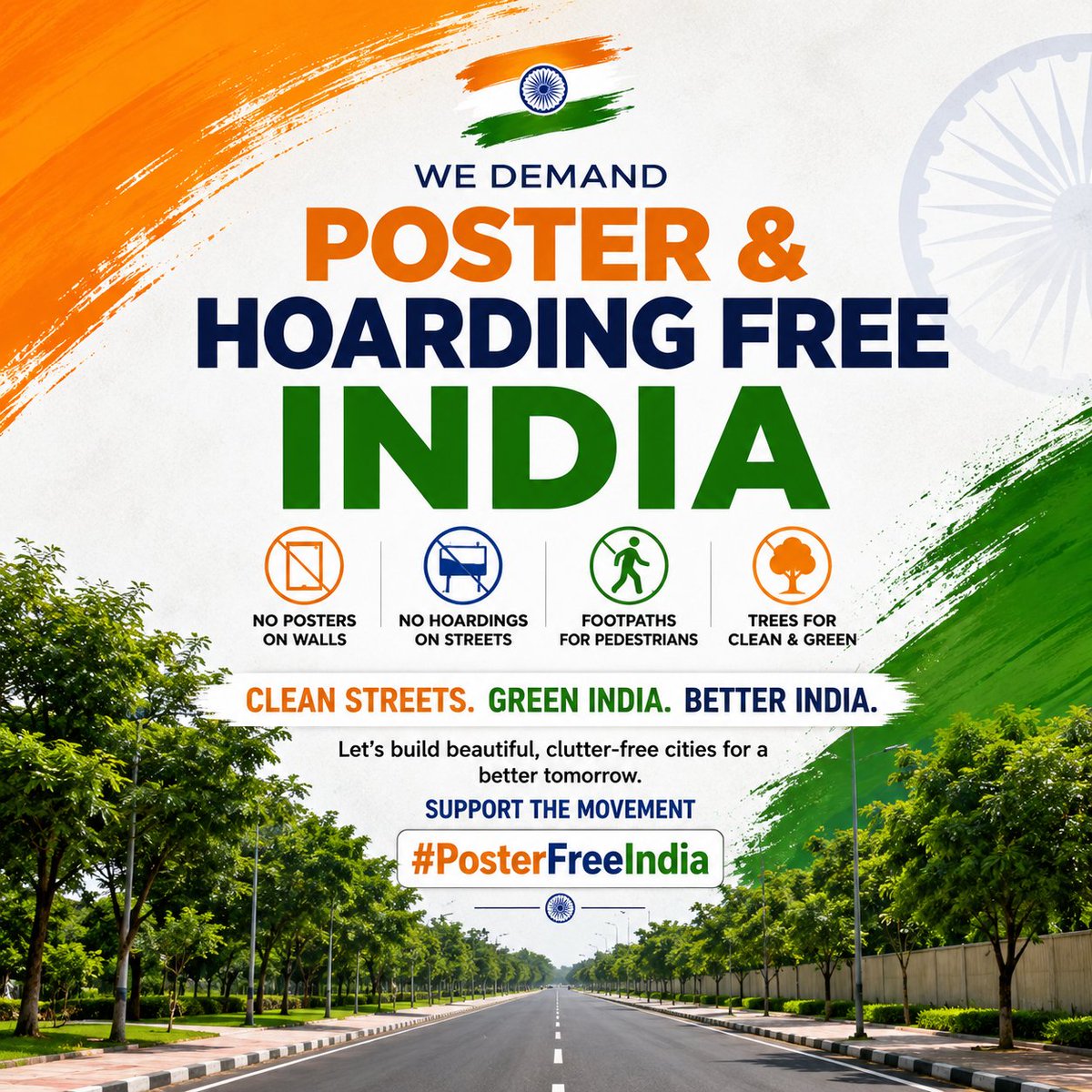 KanpuriyaFeed's tweet photo. In this digital era, it's time to move beyond posters and hoardings. We demand a #PosterFreeIndia and #HoardingFreeIndia. Clean walls, green roads, and obstruction-free footpaths should be the standard in every city. @PMOIndia 🇮🇳 https://t.co/fCfqIU4jPL
