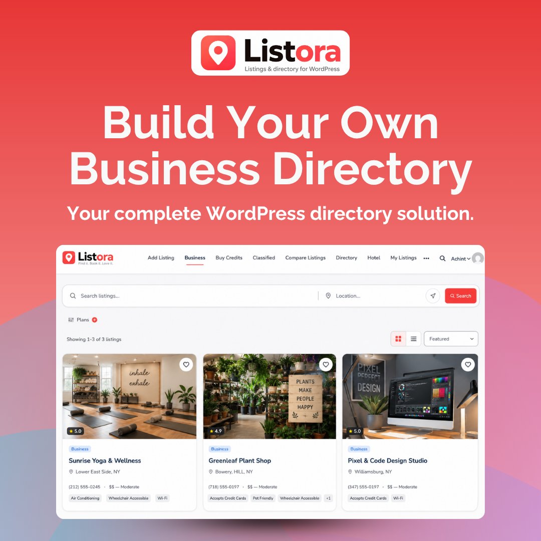 wbcomdesigns's tweet photo. Build your own business directory.
Business listings.
Interactive maps.
Powerful search.
Easy management.
Everything you need to launch a directory website.
https://t.co/6BfD6equUs
#WordPress #BusinessDirectory #DirectoryWebsite #BusinessListings #OnlineDirectory #Listora https://t.co/7OjFJy7esQ