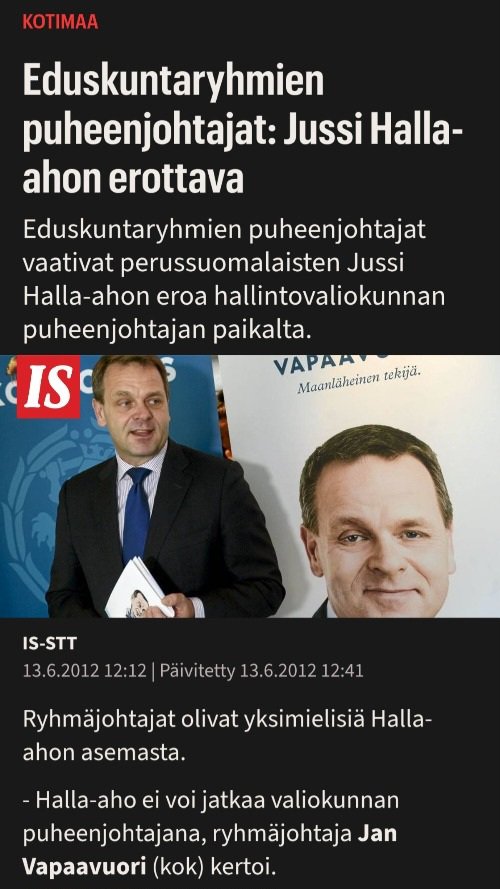 TommiPalve's tweet photo. Jos joku ei muista kuka on Jan Vapaavuori, niin kyseessä on rattijuoppumuksesta, varkaudesta ja pahoinpitelystä tuomittu Kokoomuksen politiikko, joka aikoinaan vaati Jussi Halla-ahon eroa tämän saadessa tuomion jumalanpilkasta. https://t.co/Afa9WhVEpe