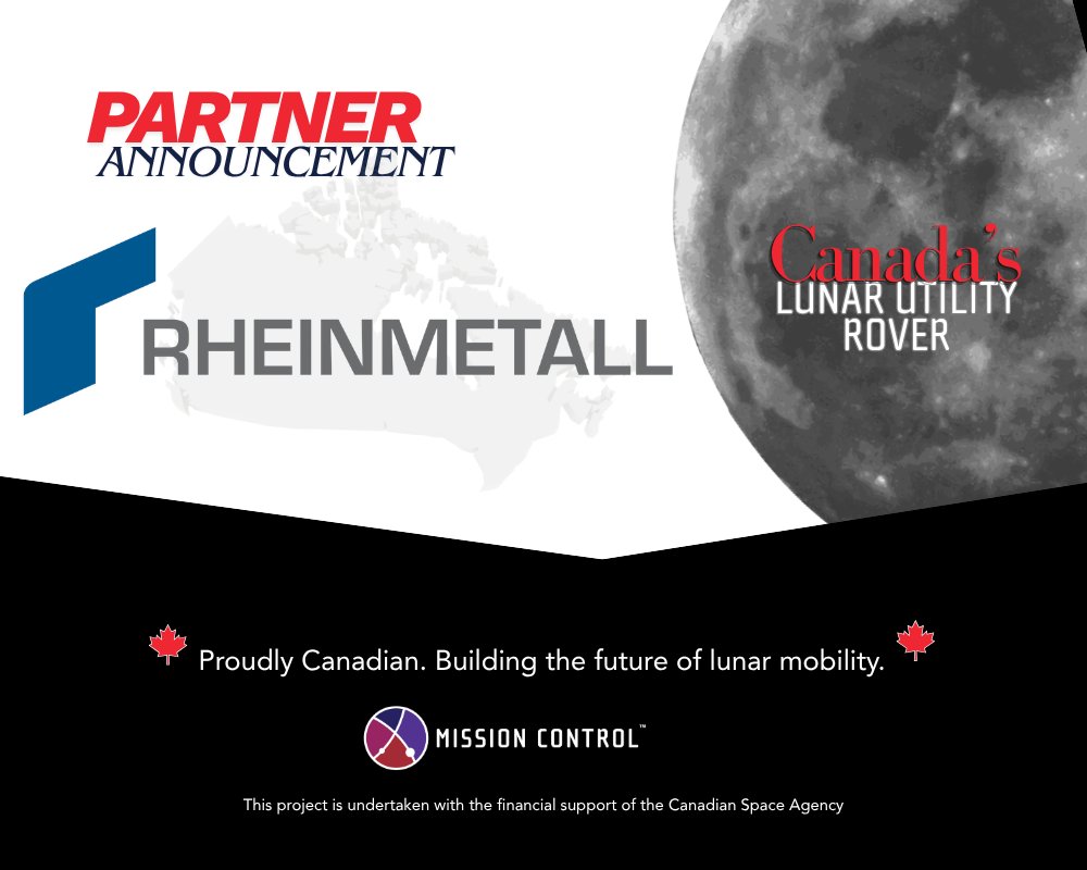 MissionCtrlSS's tweet photo. Exciting partner announcement for Canada’s Lunar Utility Rover!
@RheinmetallAG Canada is supporting the development of mission-critical Guidance, Navigation, and Control concepts for the rover, leveraging the proven PATH autonomy system to enable future lunar surface operations.. https://t.co/VheQi51SqZ
