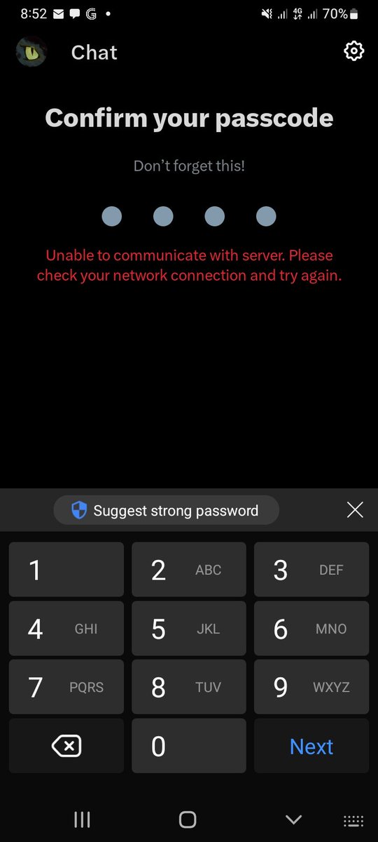catlord1993's tweet photo. You want to set up a pin code. Yet your server says otherwise. 😹 https://t.co/QP4b7SYbrl