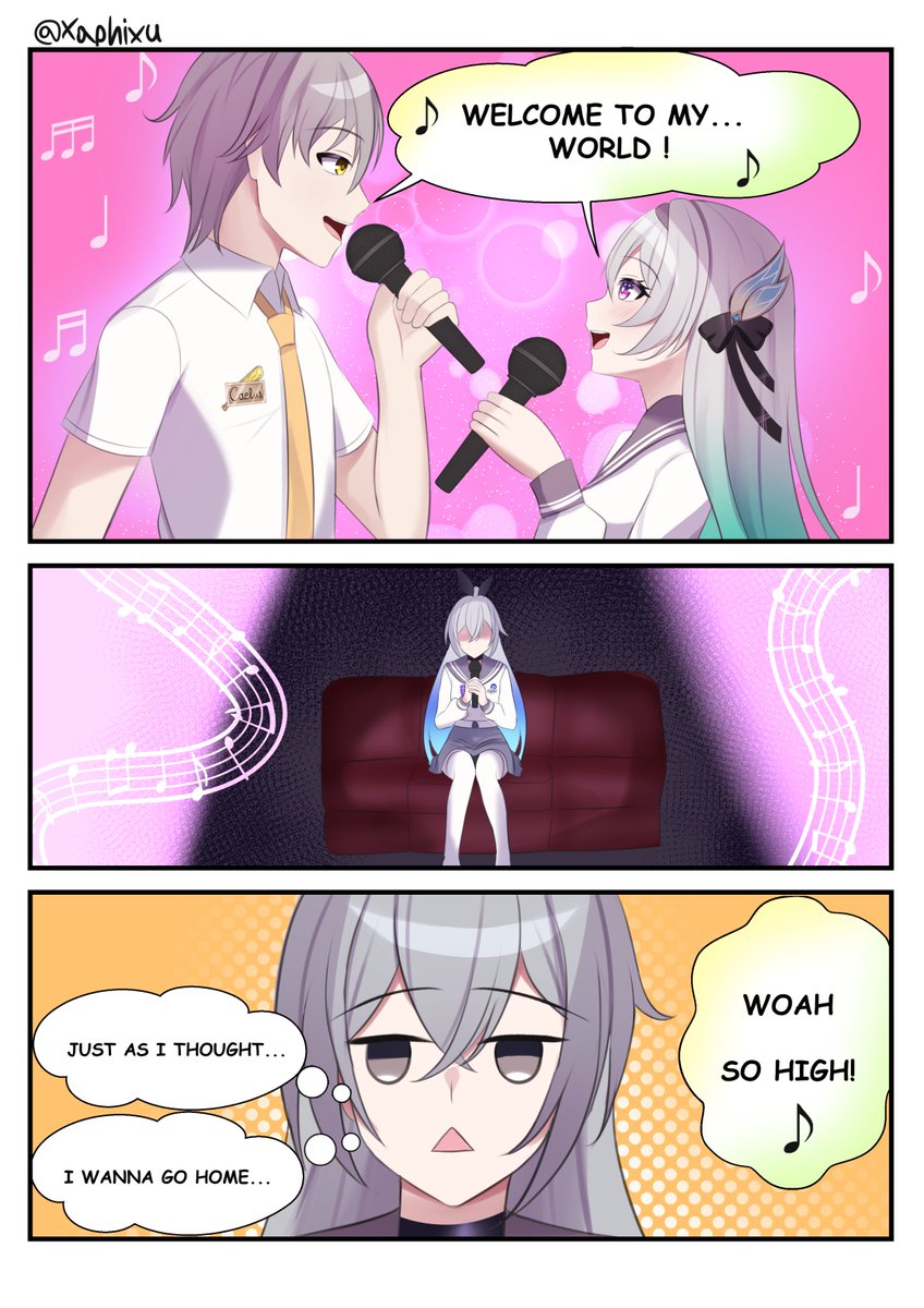 xaphixu's tweet photo. Karaoke Trio🎤🎶🟡🟢🟣
#HonkaiStarRail https://t.co/bx1A8PHRwo