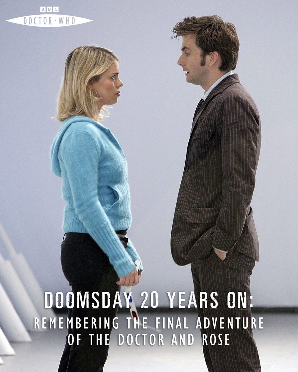 bbcdoctorwho's tweet photo. Daleks, Cybermen, and a fateful farewell – 20 years since DOOMSDAY, we reminisce with fans and creatives from across the Whoniverse over the heartbreaking Series 2 finale 💥💔

Read the full feature on the #DoctorWho website: https://t.co/8hJuLbLZdp https://t.co/zeKJ922rp7