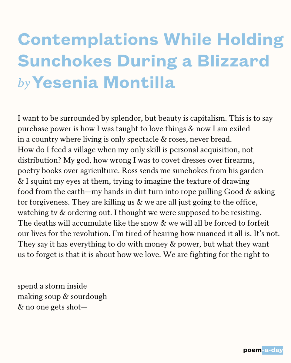 POETSorg's tweet photo. 7/8/26 “I want to be surrounded by splendor, but beauty is capitalism.” https://t.co/2mBiC3AiMb