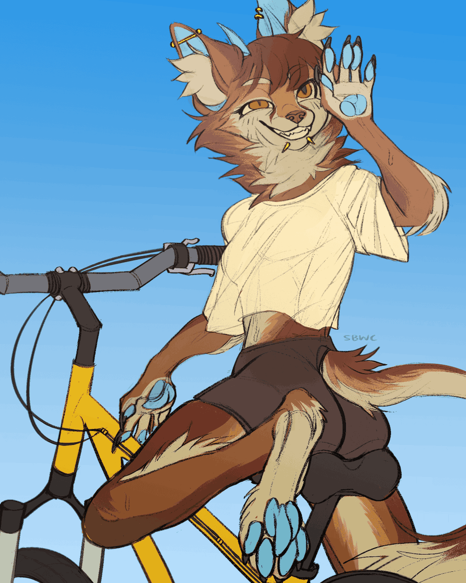 SBWCcomms's tweet photo. This was SUPPOSED to be a chill halfbody... but my brain said "NO. BIKE. NOW. 👺" 
Does this happen to you too??  

Here's the full art process, how it went down☀️
Art trade with: @Memeztic (they enabled this, btw) https://t.co/y0DKRubO3T
