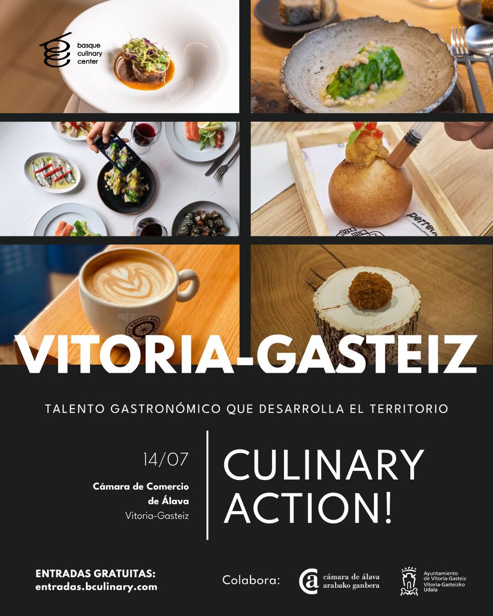 bculinary's tweet photo. 📌Vitoria-Gasteiz, donde la gastronomía late y se reinventa 🍽️
El próximo 14 de julio, #CulinaryAction!, ofrecerá en la capital una jornada para compartir ideas, experiencias y proyectos que están redefiniendo la escena gastronómica local, ¿Te vienes? 👀
👉https://t.co/o7nccYNbkW https://t.co/BPPe0grPNe