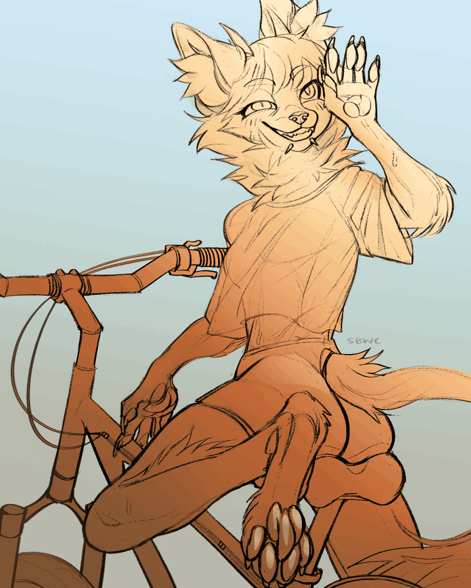SBWCcomms's tweet photo. This was SUPPOSED to be a chill halfbody... but my brain said "NO. BIKE. NOW. 👺" 
Does this happen to you too??  

Here's the full art process, how it went down☀️
Art trade with: @Memeztic (they enabled this, btw) https://t.co/y0DKRubO3T