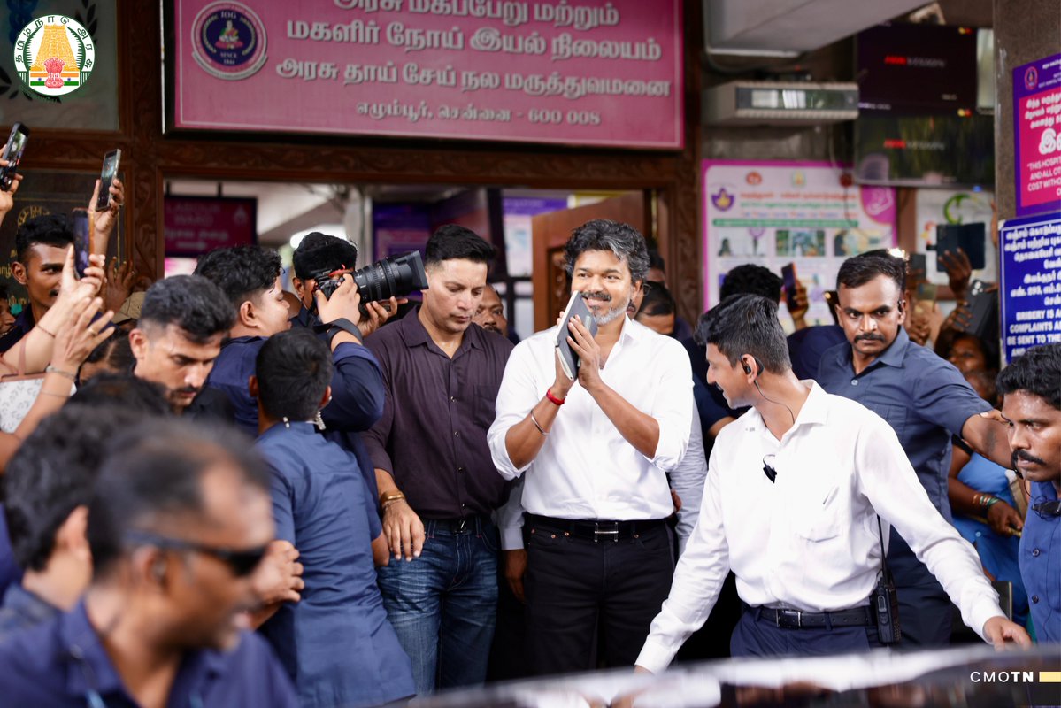 CMOTamilnadu's tweet photo. மாண்புமிகு தமிழ்நாடு முதலமைச்சர் திரு.ச.ஜோசப் விஜய் அவர்கள் இன்று (8.7.2026) சென்னை, எழும்பூரிலுள்ள அரசு தாய்சேய் நல மருத்துவமனைக்கு நேரில் சென்று திடீர் ஆய்வு மேற்கொண்டு, அங்கு சிகிச்சைப் பெற்றுவரும் தாய்மார்களிடம் உடல்நலம் விசாரித்ததோடு, சிகிச்சை மற்றும் வசதிகள் குறித்தும் கேட்டறிந்தார்.
#CMJosephVijay‌