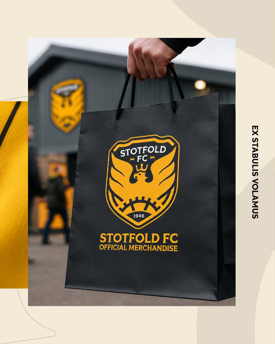 HALFTURNSTUDIO's tweet photo. STOTFOLD FC - REIMAGINED 🦅🟡⚫️ 

We’ve built an identity that feels unmistakably Stotfold- rooted in the club’s history but sharp enough to carry it forward. 

More bite. More story. More belief. 

View the full exploration at https://t.co/4AZe3aX9P8 🔗 

@stotfoldfc #smsports https://t.co/CY8sjEU4jT