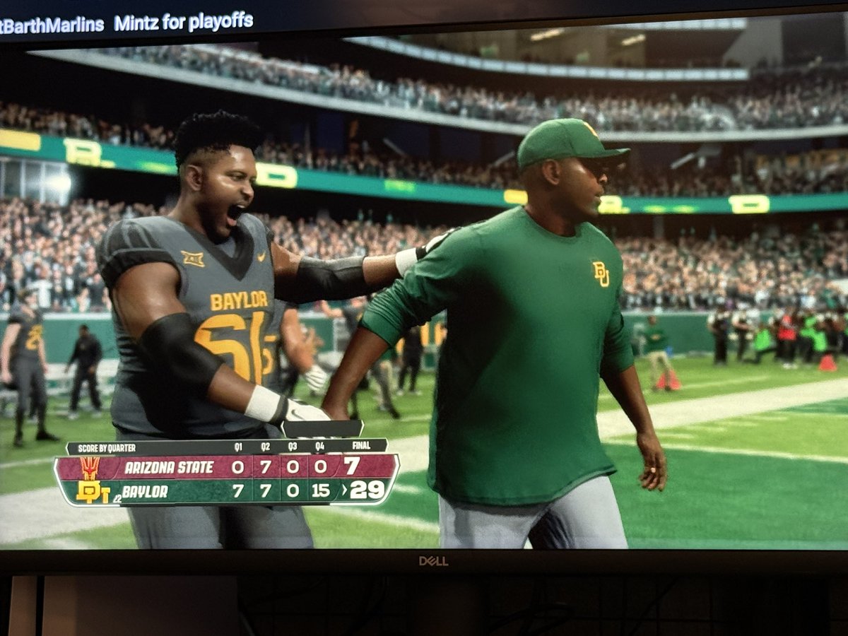 OhioTate's tweet photo. 13 hours into the stream and Coach Moore and the Baylor Bears are 10-1 on the season

would be a GREAT time to hear from @CoachDaveAranda and @BUFootball as we gear up for the College Football Playoff https://t.co/5cTHEa6DqM