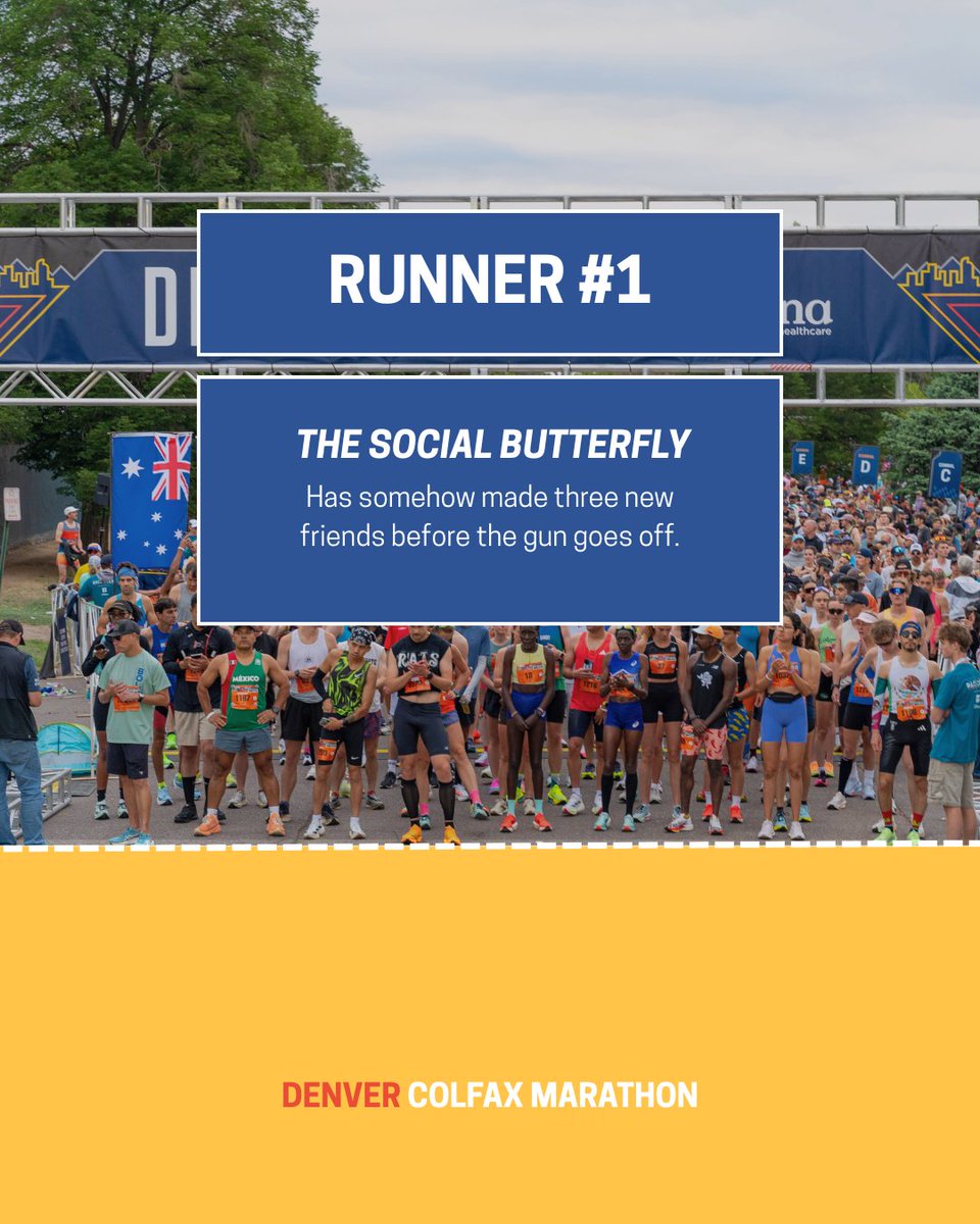 runcolfax's tweet photo. Every starting line has them 👀

The runner chatting with everyone. The one locked into race mode. And the one doing pace math until the last second 😂

Which one sounds most like you?

#runcolfax #runnerhumor #runnertypes https://t.co/2Ly1bB4FRZ