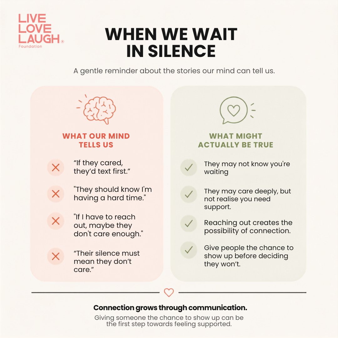 TLLLFoundation's tweet photo. What if silence isn't saying what we think it is? Sometimes, when we don't have answers, our minds fill the gaps with stories that might not be true. A small conversation can make space for understanding and connection. https://t.co/wuAD6f7osq