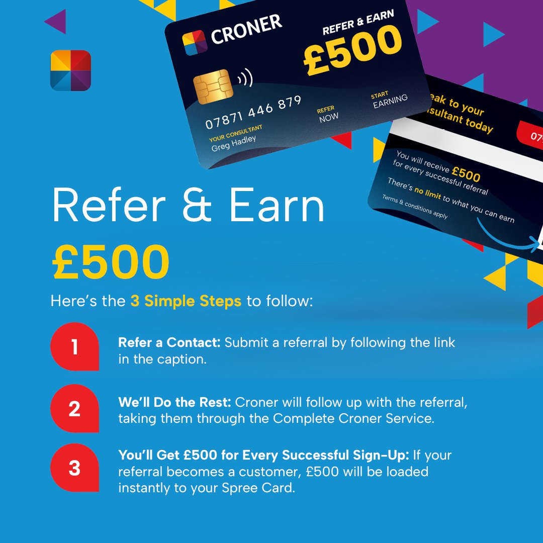 Croner's tweet photo. Do you know a business or organisation that could benefit from using Croner’s services? 

If so, why not let us know. As a thank you, you’ll get £500 if they sign up as a client.

Learn and earn more here: https://t.co/1I9gVRRiC3

#Croner #HR #EmploymentLaw #ReferABusiness https://t.co/4M6MlmzvAK