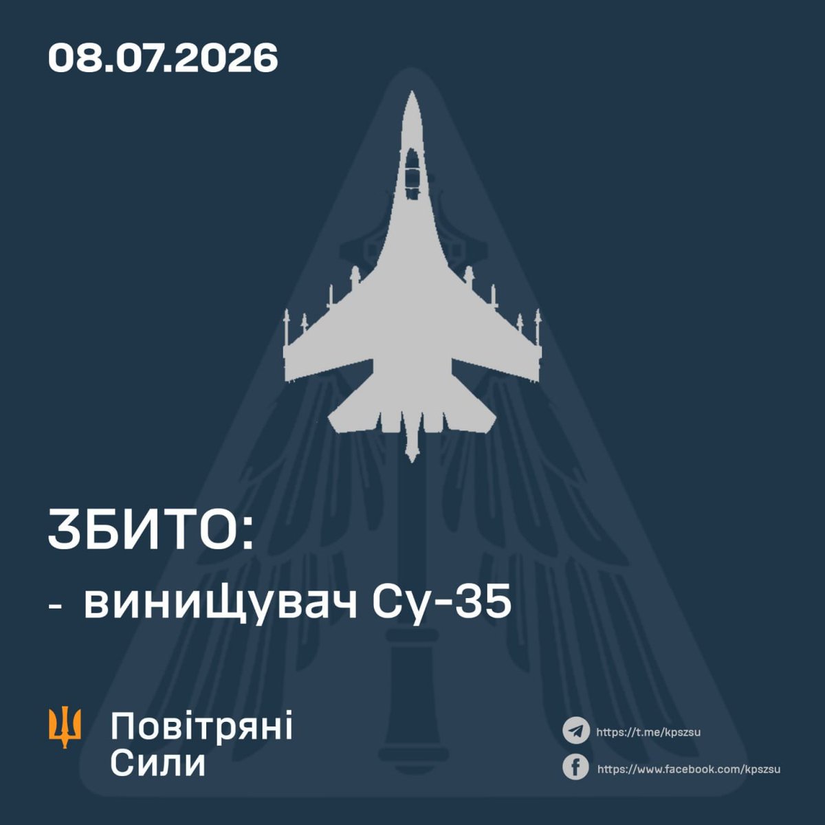 GensekNato15656's tweet photo. 🇺🇦🇺🇦🇺🇦🇺🇦Повітряний бій з ворожим бортом Су-35 вівся за участю наших 3х бортів F-16, та 1х РЛС комплексу ЗРК Patriot, котрий передавав дані нашій авіації. https://t.co/d9VHQ3dbNg