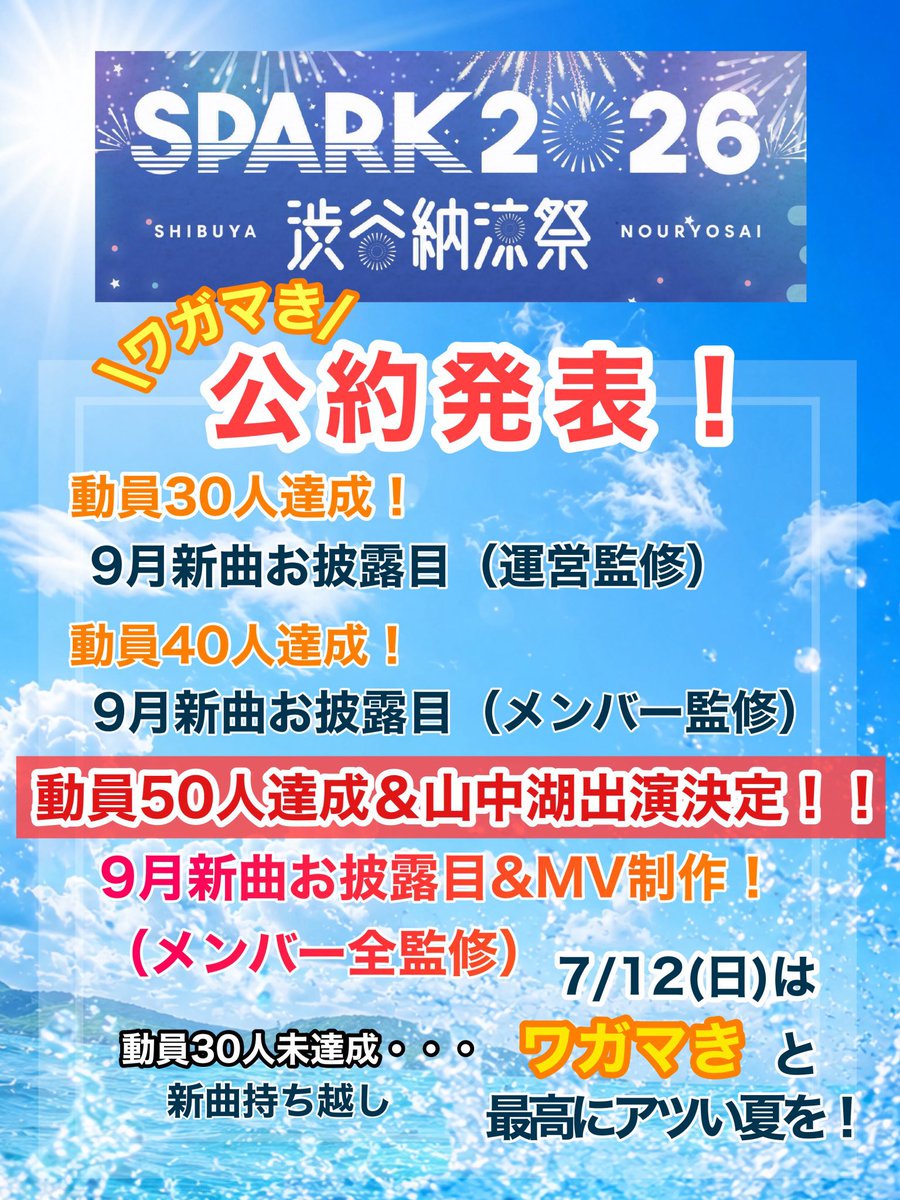 SPARK 2026 渋谷納涼祭』 手売りチケットも沢山ありがとう！！！ 【手