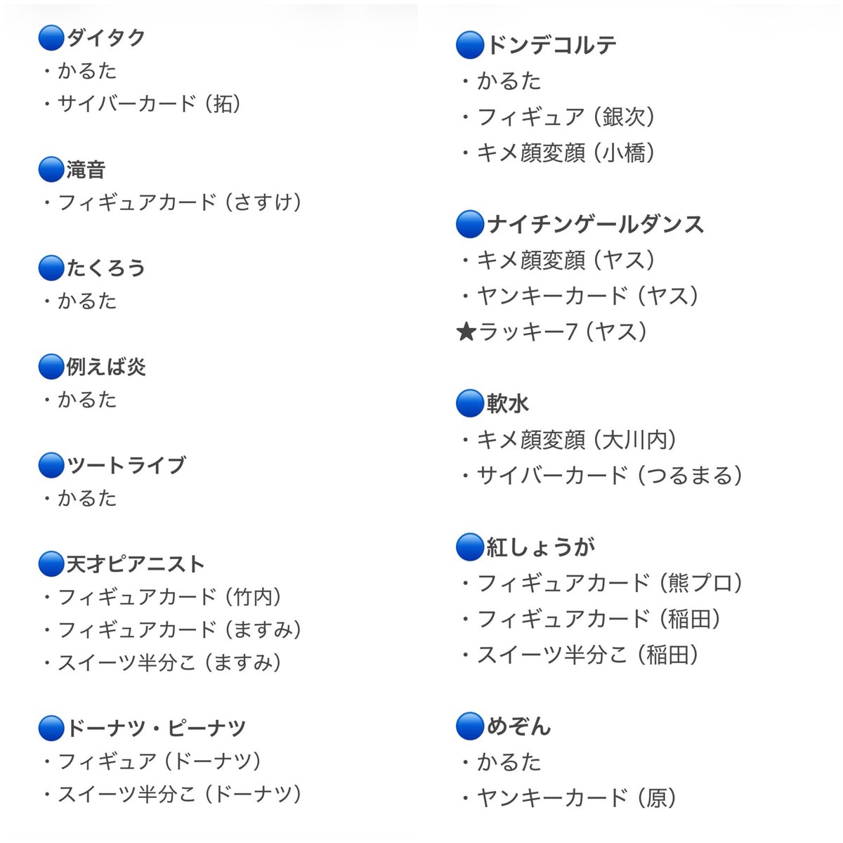 sn_03__'s tweet photo. よしもと コレカ 交換

【求】 三遊間 さくらい ／ 稲継

【譲】画像

纏めて交換の方優先
郵送交換希望です！

気軽にリプでお声がけください🙇🏻‍♀️🌼 https://t.co/3SxxxT1wdY