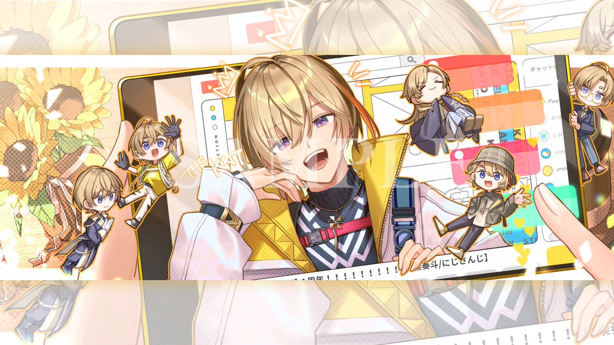 _Togusa_'s tweet photo. 【お知らせ】
風楽奏斗さんの4周年記念応援広告にイラスト・広告デザインでお手伝いさせていただきました！

詳細は引用元の画像をご覧ください✨
よろしくお願いいたします！ https://t.co/sEhTrfVJUo