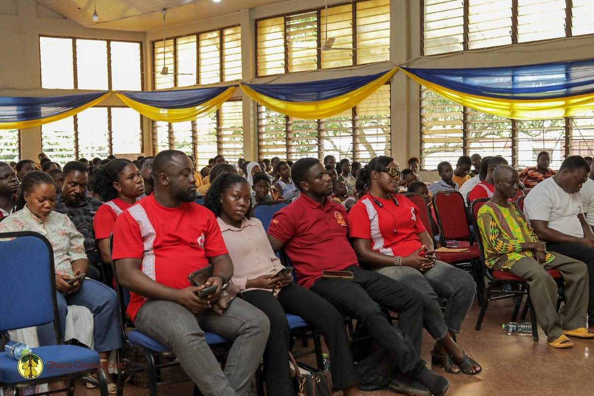 ghcocobod's tweet photo. COCOBOD, in collaboration with #GIZ, commemorated World Day Against Child Labour with a sensitisation programme at Akonfudi under the theme “Red Card to Child Labour.” COCOBOD reaffirmed its commitment to protecting children’s rights and promoting sustainable cocoa communities. https://t.co/v1QoEG0JIK