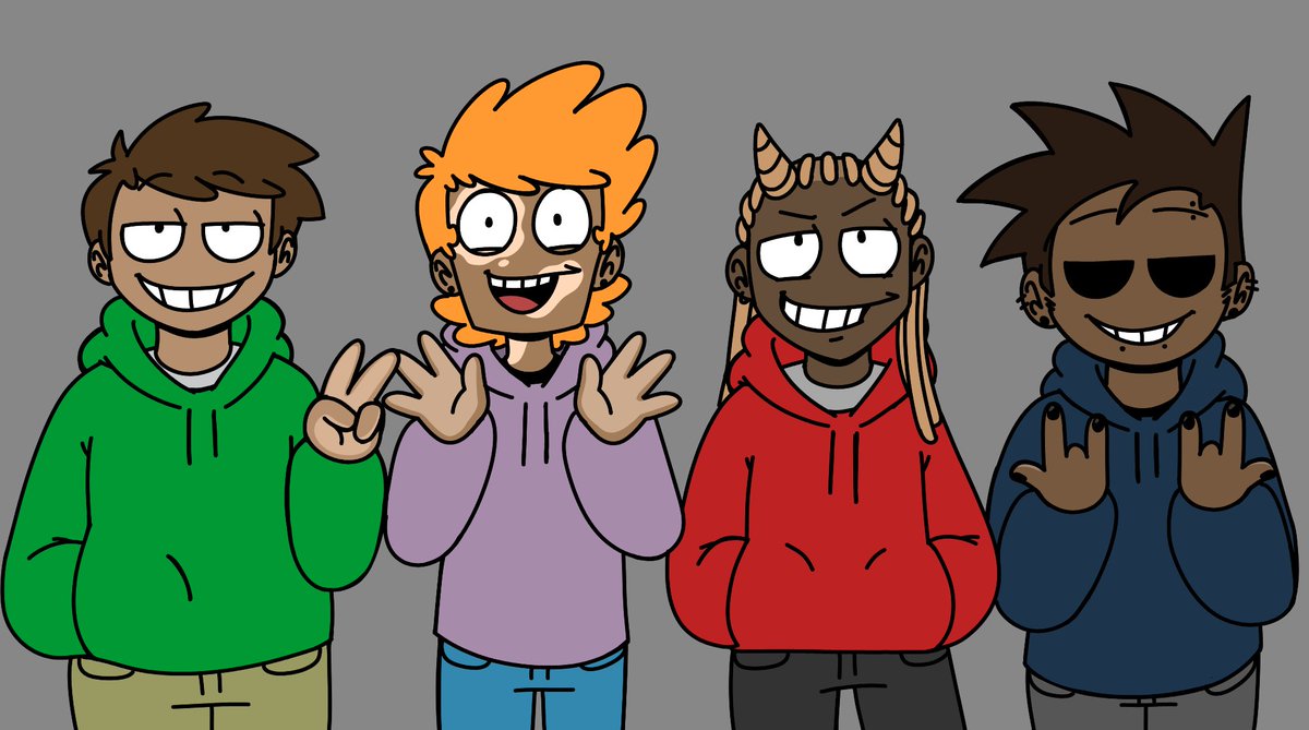 justsomedude35's tweet photo. To piss off the racist Eddsworld fans, I drew all four of em black :) I hope this turned out good lol 

#sinsworld <-- (just in case) https://t.co/xWVMhJMuyv