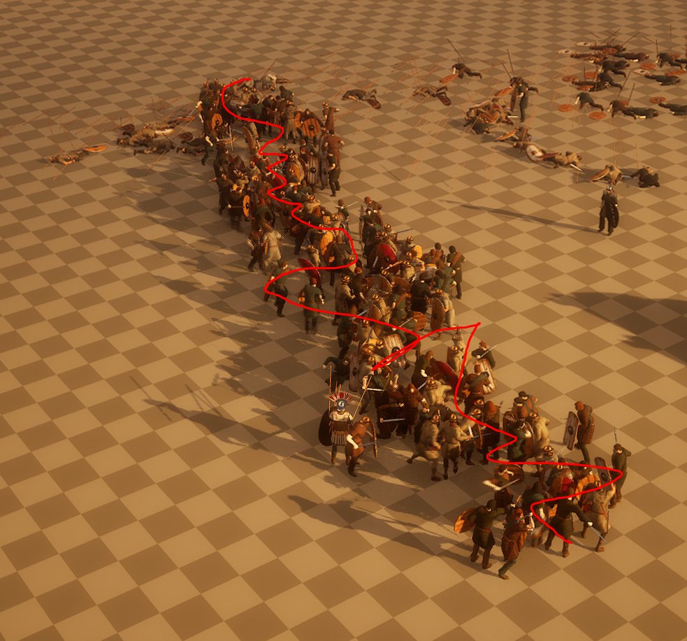 SonsOfMarsUE's tweet photo. BEFORE: moshpit
AFTER: "Push-Pull" flow system. Units now hold formation much better, react dynamically to the line's shape, and the clashing feels way more satisfying and tactical. ⚔️
Thoughts?
#gamedev #indiedev #AI #UE5 #screenshotsaturday #indiegame #madewithunreal #gameai https://t.co/X2WxibfzqW