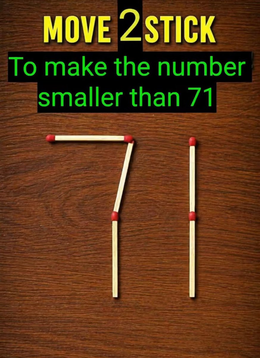 Beno10_MFC's tweet photo. Move only 2 Sticks to make umber smaller...
Many tried and failed
Can you overcome? https://t.co/iZpREPydrm