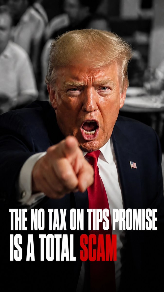 catsagainstgop's tweet photo. TRUMP’S TIP PROMISE IS A HOLLOW GIMMICK. This temporary deduction excludes payroll taxes and average savings are only $1,300, not $7,000. It is just more misinformation for working families. #TaxScam #WorkingFamilies https://t.co/VqdKkxmWuh