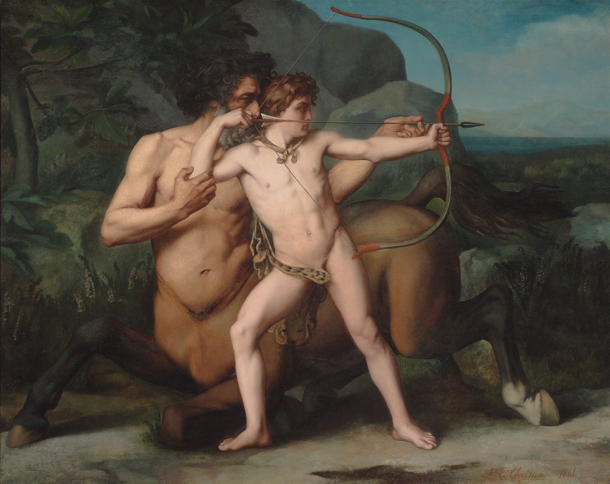 conno2856's tweet photo. Auguste Clément Chrétien, French. Painting- The Education of Achilles. 1861. https://t.co/YYpTW25H5O