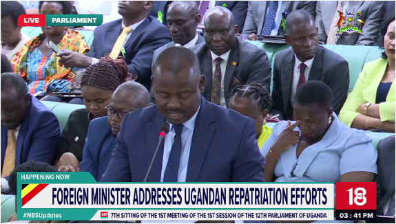 nbstv's tweet photo. Hon Haruna Kyeyune Kasolo: The next phase of the emergency airlift includes one additional flight, expected today at 6 PM, to transport 250 more evacuees from South Africa. 

#NBSParliamentLive #PlenaryUg #NBSUpdates #NBSAt18 https://t.co/kwnN15Ptxc