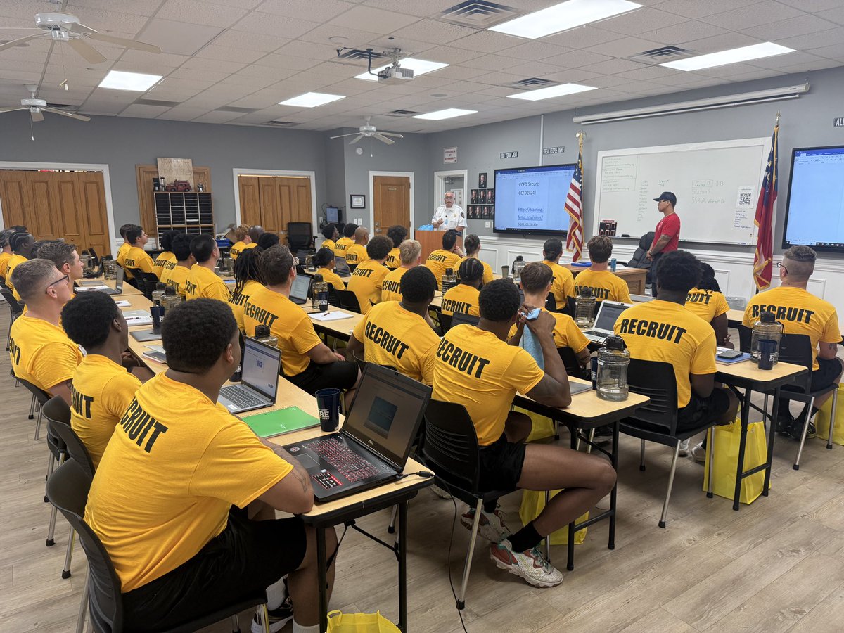 ChathamCoFire's tweet photo. Fire Chief James Vickers welcomed the 41 CCFD recruits to the department, outlining expectations and providing an introduction to the fire service as they begin their journey with the organization. #chathamcountyfire https://t.co/3m08A0Qqsy