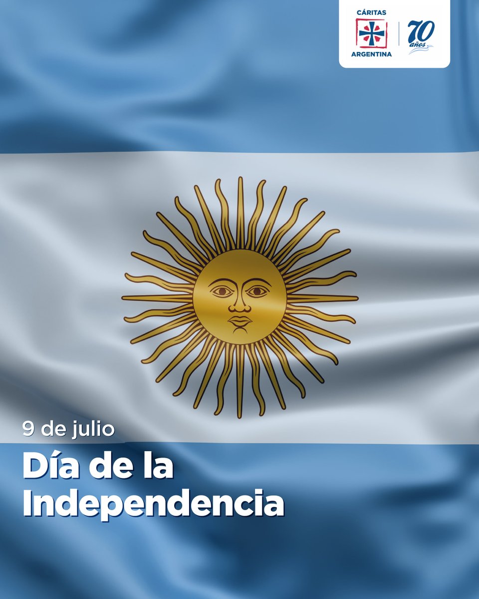 CaritasAR's tweet photo. ¡Feliz Día de la Independencia!

Hoy celebramos este día  y renovamos el deseo de una Argentina donde el encuentro, la solidaridad y el compromiso nos ayuden a caminar unidos. 🇦🇷

Que esta fecha nos anime a seguir trabajando juntos por un país más justo, fraterno y solidario.

#somoscaritasarg