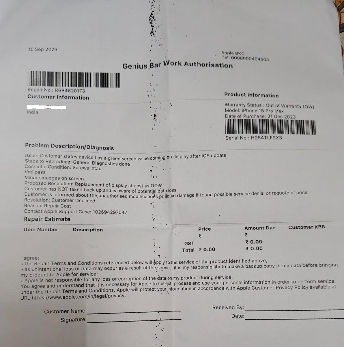 Jayathirtha's tweet photo. @tim_cook Are you proud of bricking a working #iPhone15ProMax with an official #apple update? Why NOT restore it back to working condition at no cost to the affected customer?

@AppleSupport https://t.co/7UasoXKyG6